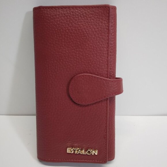 ESTALON Trifold Red Leather Wallet - Picture 1 of 8